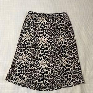 Leopard silk midi skirt